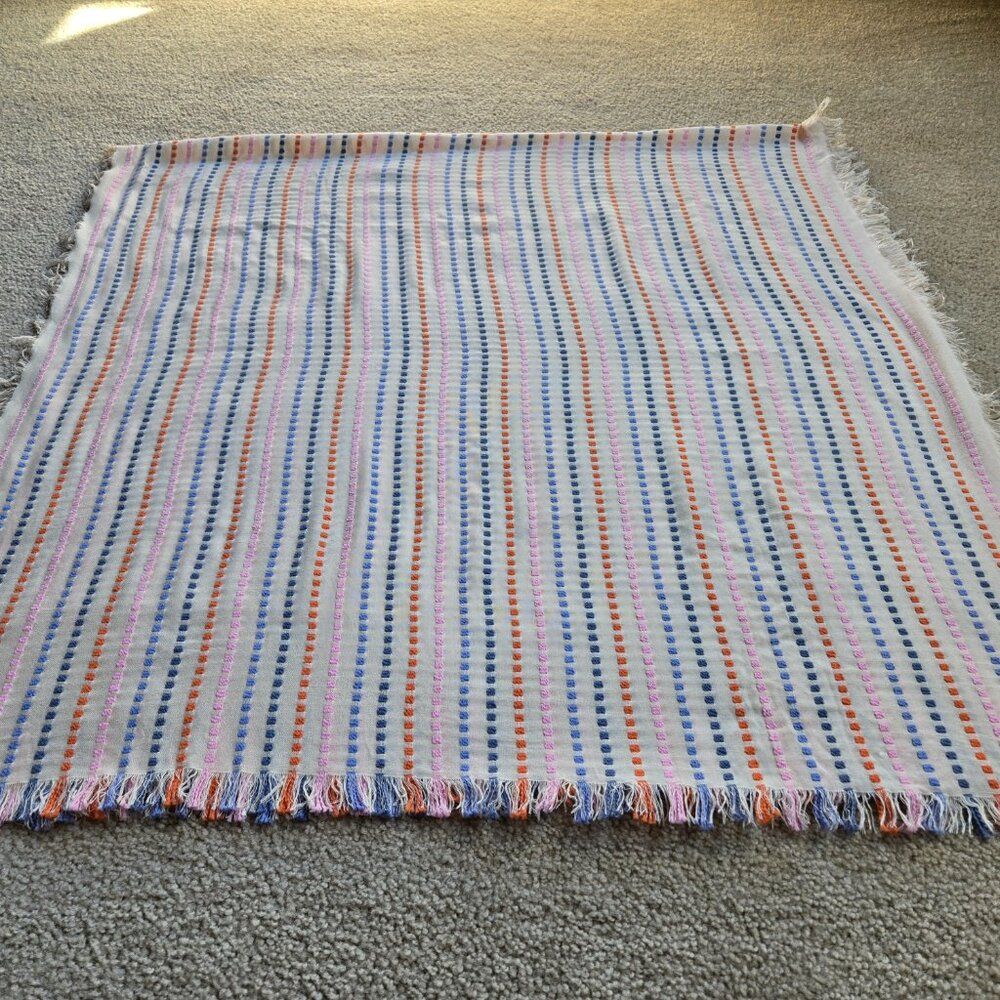Madewell Stitched Rainbow Stripe Scarf/Shawl in Faded Wicker - Picture 3 of 7